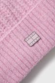Шапка з домішкою вовни Tommy Jeans колір рожевий