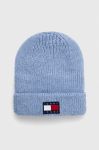Шапка з домішкою вовни Tommy Jeans з товстого трикотажу колір блакитний (3585472) Шапка з домішкою вовни Tommy Jeans з товстого трикотажу колір блакитний (3585472)