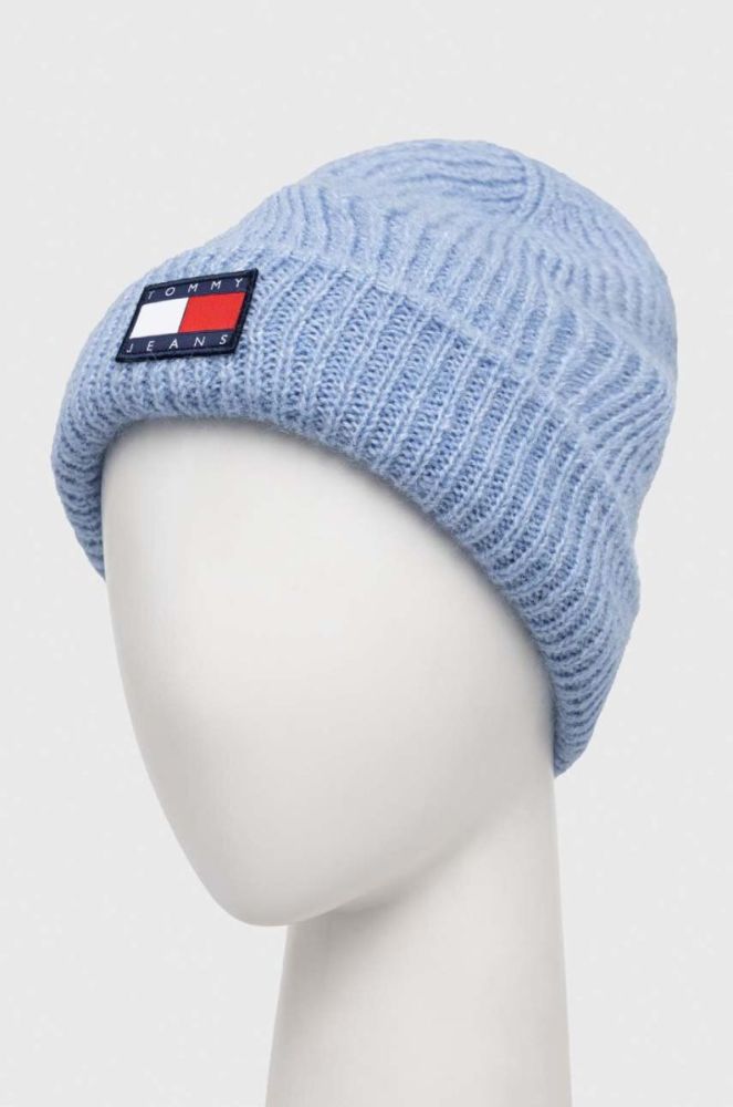 Шапка з домішкою вовни Tommy Jeans з товстого трикотажу колір блакитний (3585472) фото 2
