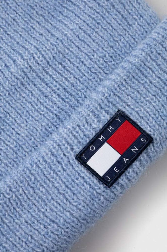 Шапка з домішкою вовни Tommy Jeans з товстого трикотажу колір блакитний (3585472) фото 3