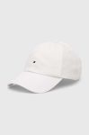 Бавовняна бейсболка Tommy Jeans колір білий однотонна Бавовняна бейсболка Tommy Jeans колір білий однотонна