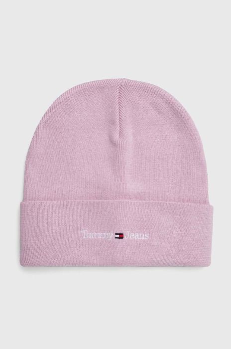 Шапка Tommy Jeans колір рожевий з товстого трикотажу