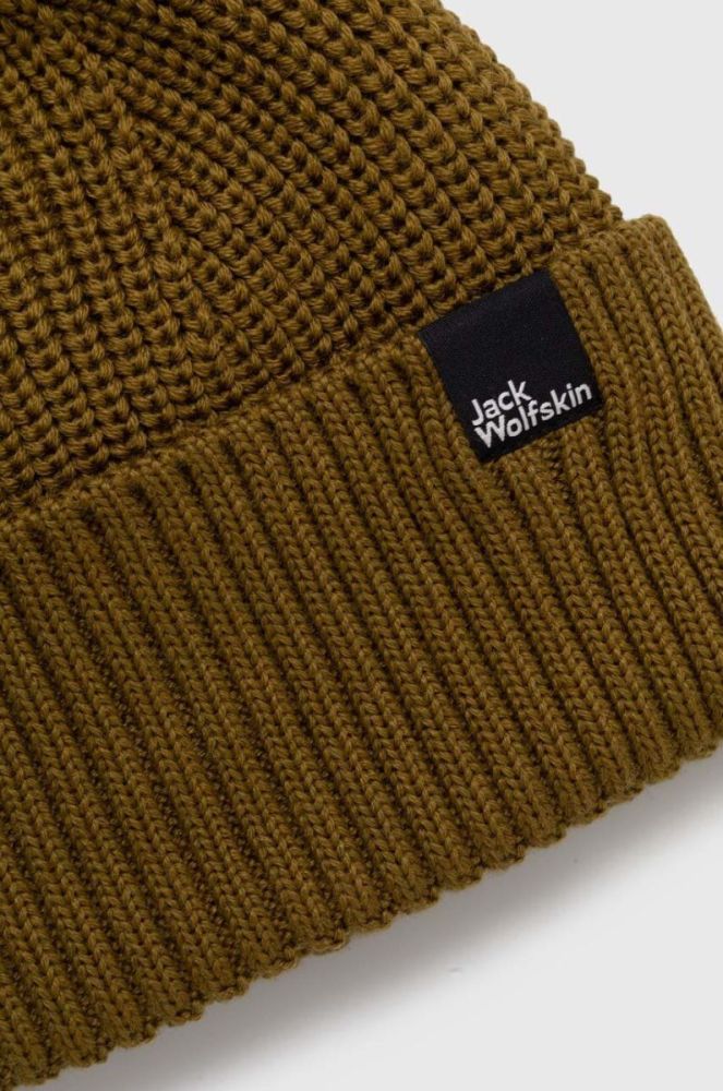 Вовняна шапка Jack Wolfskin колір зелений з тонкого трикотажу фото 2