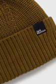 Вовняна шапка Jack Wolfskin колір зелений з тонкого трикотажу