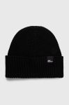 Вовняна шапка Jack Wolfskin колір чорний з тонкого трикотажу Вовняна шапка Jack Wolfskin колір чорний з тонкого трикотажу