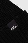 Вовняна шапка Jack Wolfskin колір чорний з тонкого трикотажу