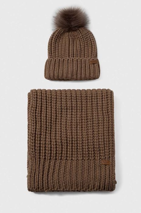 Шапка і шарф Barbour колір коричневий (3550209)