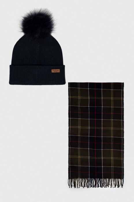Шапка і шарф Barbour колір синій (3550214) Шапка і шарф Barbour колір синій (3550214)