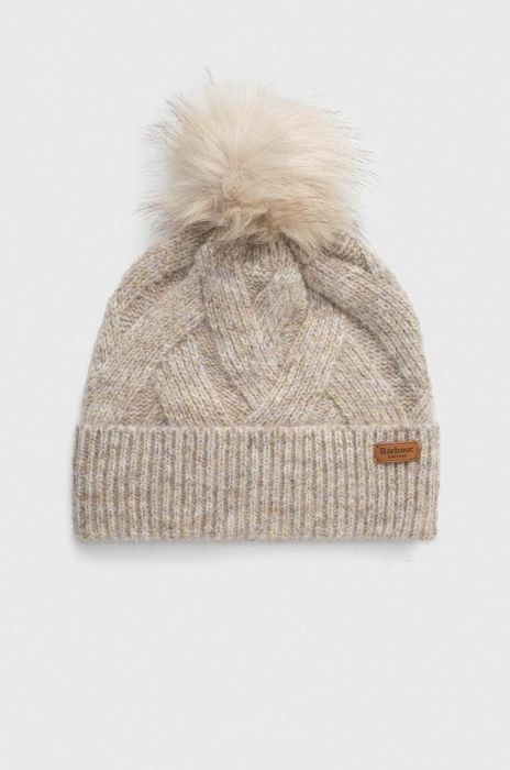 Шапка з домішкою вовни Barbour колір бежевий
