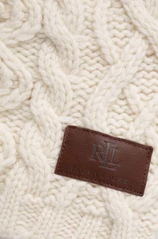 Вовняна шапка Lauren Ralph Lauren колір бежевий вовна фото 2