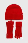 Вовняні шапка та рукавички Lauren Ralph Lauren колір червоний Вовняні шапка та рукавички Lauren Ralph Lauren колір червоний