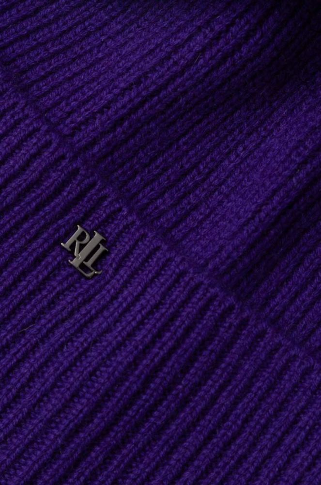 Вовняні шапка та рукавички Lauren Ralph Lauren колір фіолетовий фото 2