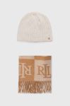 Шапка і шарф Lauren Ralph Lauren колір бежевий Шапка і шарф Lauren Ralph Lauren колір бежевий