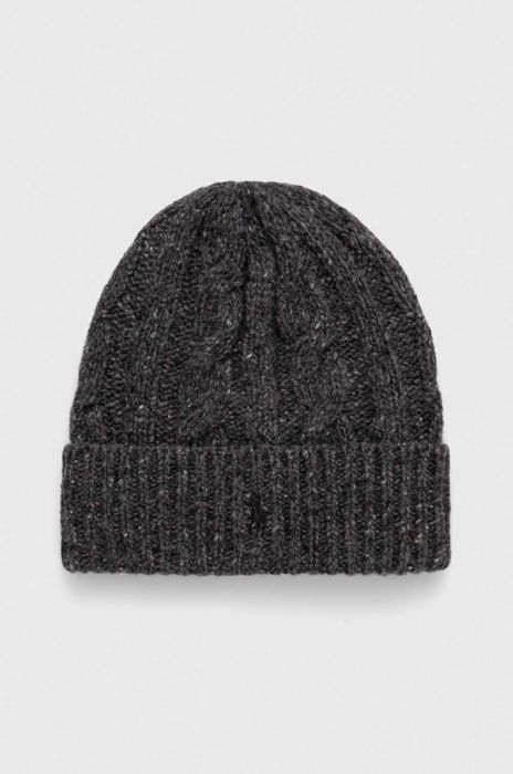 Вовняна шапка Polo Ralph Lauren колір сірий з товстого трикотажу вовна (3632776)