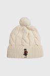 Вовняна шапка Polo Ralph Lauren колір бежевий з товстого трикотажу вовна (3625101) Вовняна шапка Polo Ralph Lauren колір бежевий з товстого трикотажу вовна (3625101)