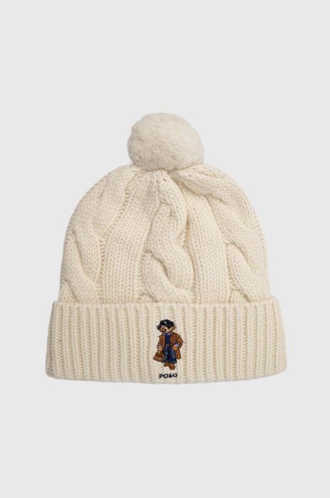 Вовняна шапка Polo Ralph Lauren колір бежевий з товстого трикотажу вовна (3625101)