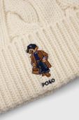 Вовняна шапка Polo Ralph Lauren колір бежевий з товстого трикотажу вовна (3625101)
