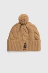 Вовняна шапка Polo Ralph Lauren колір бежевий з товстого трикотажу вовна (3625100) Вовняна шапка Polo Ralph Lauren колір бежевий з товстого трикотажу вовна (3625100)