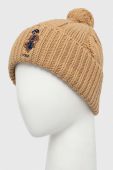 Вовняна шапка Polo Ralph Lauren колір бежевий з товстого трикотажу вовна (3625100)