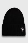 Шапка з домішкою вовни Karl Lagerfeld колір чорний з товстого трикотажу (3541293) Шапка з домішкою вовни Karl Lagerfeld колір чорний з товстого трикотажу (3541293)