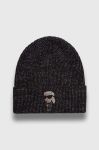 Вовняна шапка Karl Lagerfeld колір чорний вовна Вовняна шапка Karl Lagerfeld колір чорний вовна