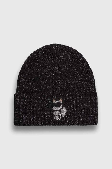 Вовняна шапка Karl Lagerfeld колір чорний з тонкого трикотажу вовна (3550221)