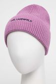 Шапка з домішкою кашеміру Karl Lagerfeld колір фіолетовий з тонкого трикотажу