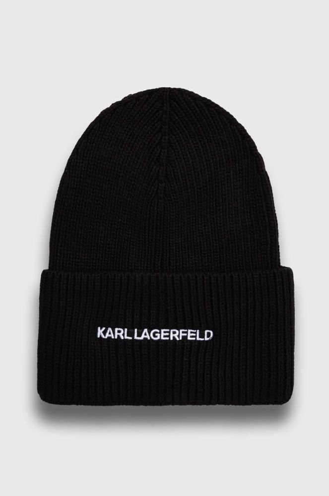 Шапка з домішкою кашеміру Karl Lagerfeld колір чорний з тонкого трикотажу (3550223)