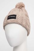 Вовняна шапка Karl Lagerfeld колір бежевий з товстого трикотажу вовна