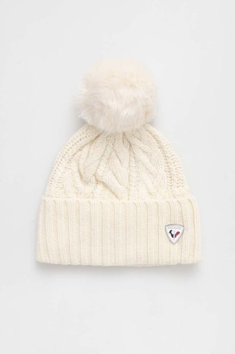 Вовняна шапка Rossignol колір білий вовна