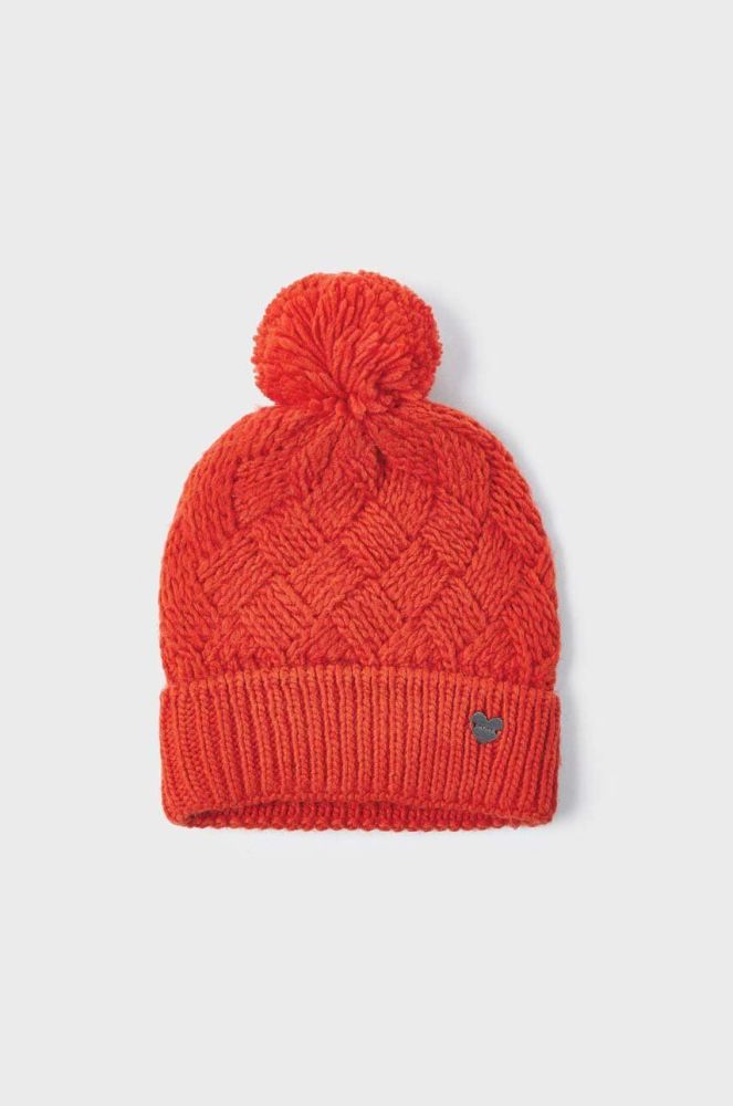 Дитяча шапка з домішкою вовни Mayoral колір помаранчевий з товстого трикотажу вовна