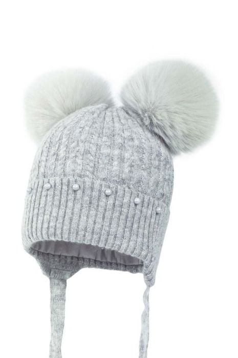 Дитяча шапка з домішкою вовни Jamiks MADIHA колір сірий