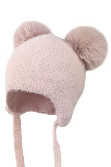 Дитяча шапка з домішкою вовни Jamiks PERLITA колір рожевий з тонкого трикотажу