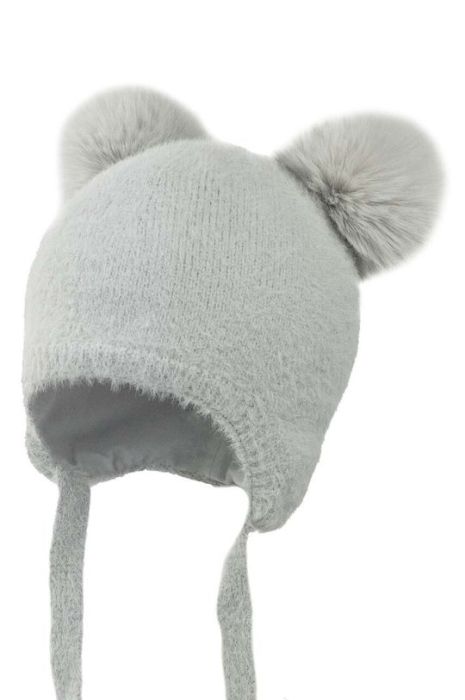 Дитяча шапка з домішкою вовни Jamiks PERLITA колір сірий з тонкого трикотажу