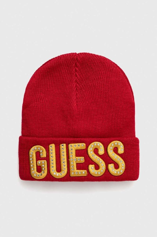 Дитяча шапка Guess колір червоний з тонкого трикотажу (3638143)