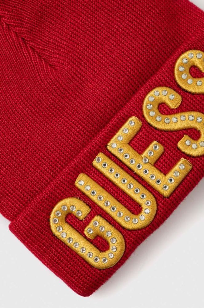 Дитяча шапка Guess колір червоний з тонкого трикотажу (3638143) фото 2