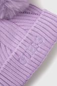 Дитяча шапка Guess колір фіолетовий з тонкого трикотажу