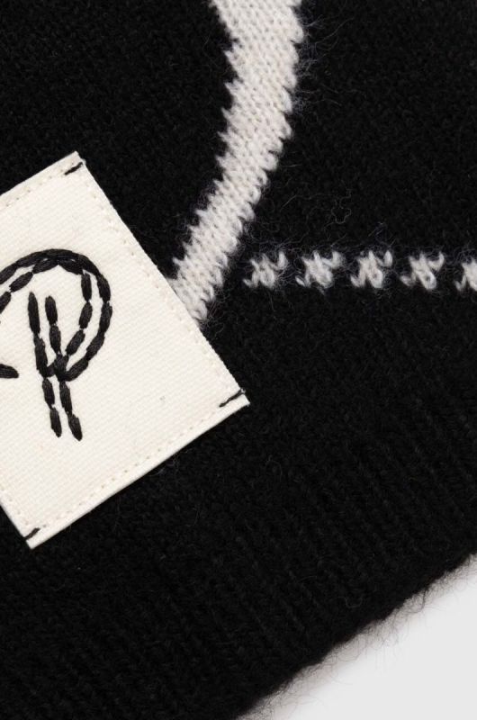 Дитяча шапка з домішкою вовни Pinko Up колір чорний з тонкого трикотажу фото 2