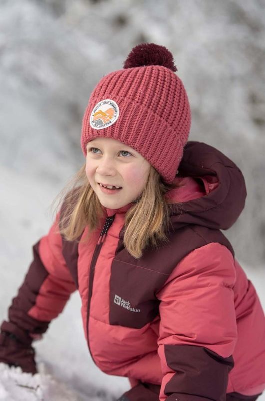 Дитяча шапка Jack Wolfskin POMPOM BADGE колір рожевий