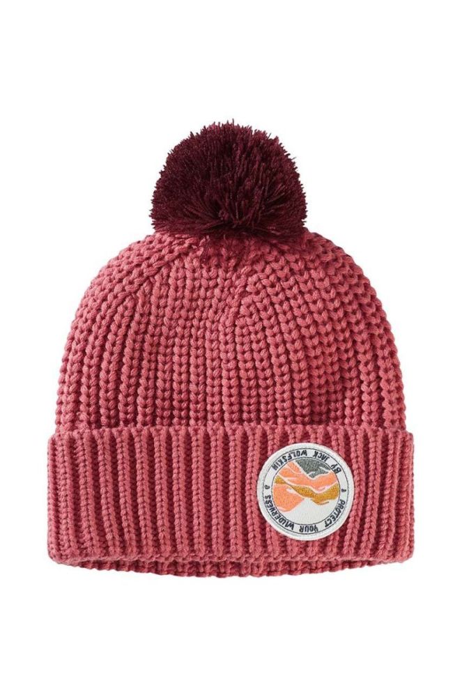 Дитяча шапка Jack Wolfskin POMPOM BADGE колір рожевий фото 2