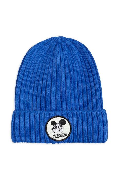 Дитяча вовняна шапка Mini Rodini колір синій вовна