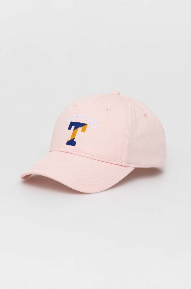 Дитяча бавовняна кепка Tommy Hilfiger колір рожевий з аплікацією (3359962)