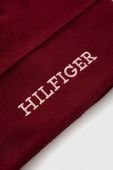 Бавовняна шапка Tommy Hilfiger колір бордовий з тонкого трикотажу з бавовни