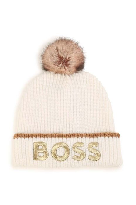 Дитяча шапка з домішкою вовни BOSS колір білий (3445786) Дитяча шапка з домішкою вовни BOSS колір білий (3445786)
