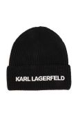 Дитяча шапка Karl Lagerfeld колір чорний з товстого трикотажу