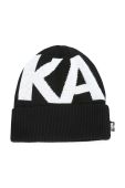 Дитяча шапка з домішкою вовни Karl Lagerfeld колір чорний з товстого трикотажу