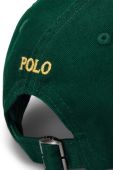 Дитяча бавовняна кепка Polo Ralph Lauren колір зелений однотонна