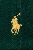 Дитяча бавовняна кепка Polo Ralph Lauren колір зелений однотонна
