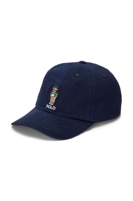 Дитяча бавовняна кепка Polo Ralph Lauren колір синій з аплікацією (3470492)