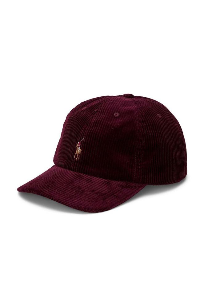 Дитяча бавовняна кепка Polo Ralph Lauren колір бордовий з аплікацією (3470493)